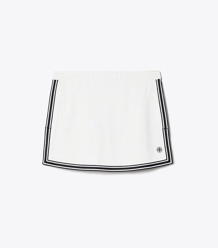 Tory Sport designer pantaloni Gonna da tennis in piqué tecnico con spacchi laterali in Snow White front