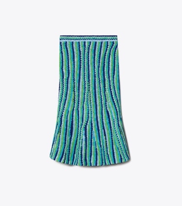 Tory Burch designer pantaloni Gonna in cotone a righe in Ocean / Light  Blue / Green front