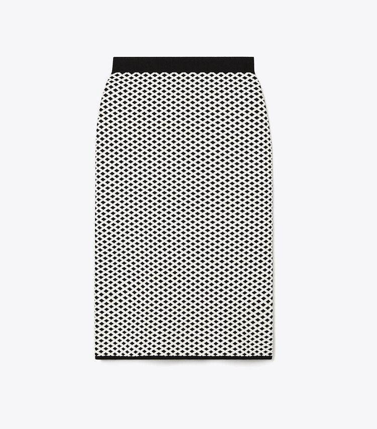 Tory Burch designer pantaloni Gonna in jacquard in Black / New Ivory front
