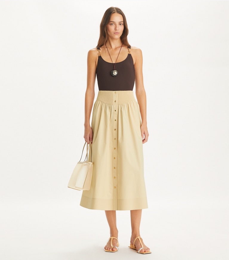 Tory Burch designer pantaloni Gonna in popeline in Soapstone front