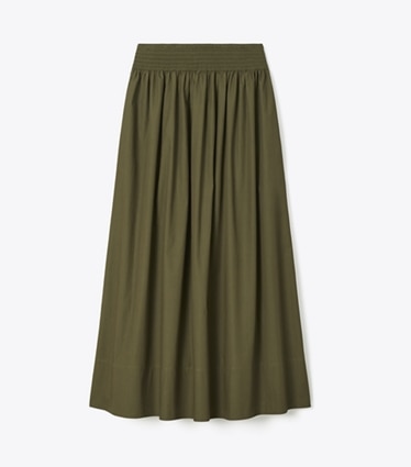 Tory Burch designer pantaloni Gonna in popeline in Olive Pesto front