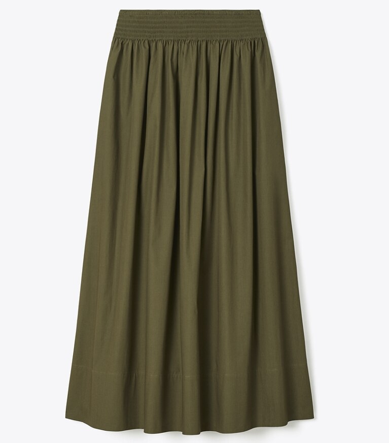 Tory Burch designer pantaloni Gonna in popeline in Olive Pesto front