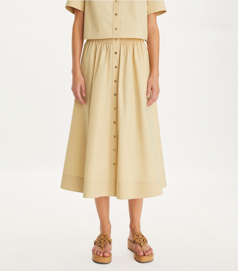 Tory Burch designer pantaloni Gonna in popeline in Soapstone front