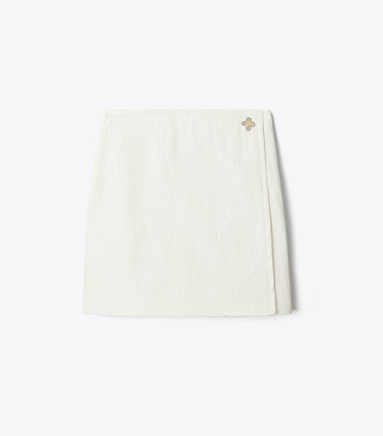 Tory Burch designer pantaloni Gonna in similpelle increspata in White front