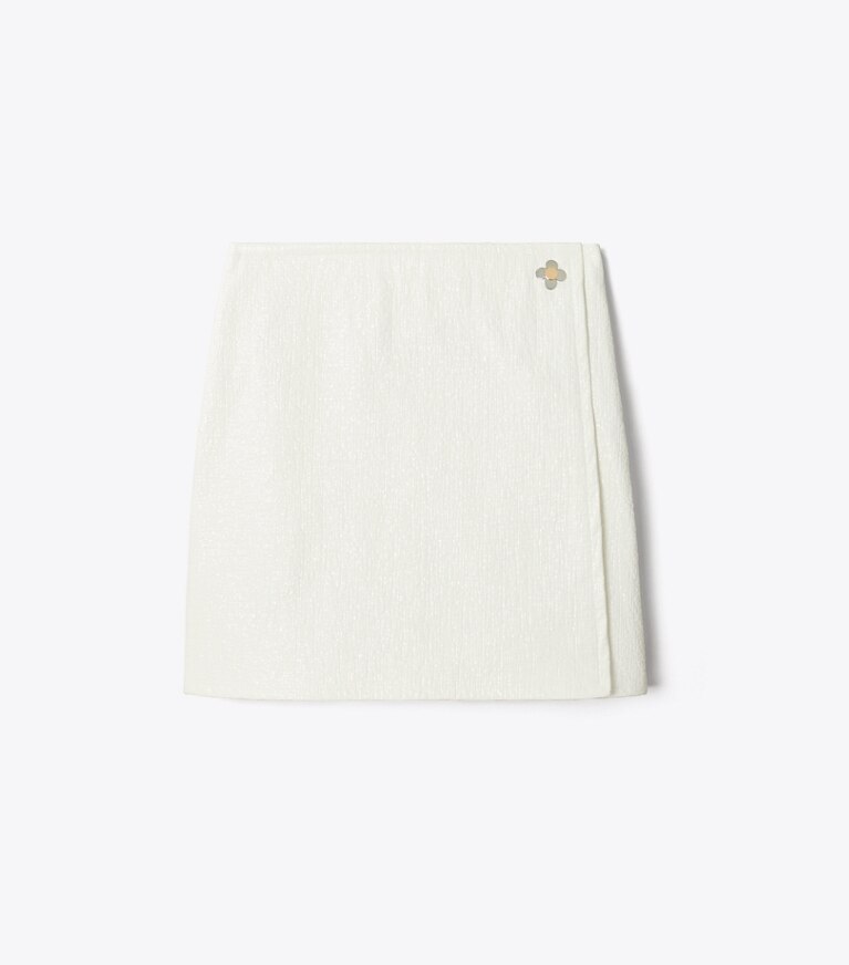 Tory Burch designer pantaloni Gonna in similpelle increspata in White front