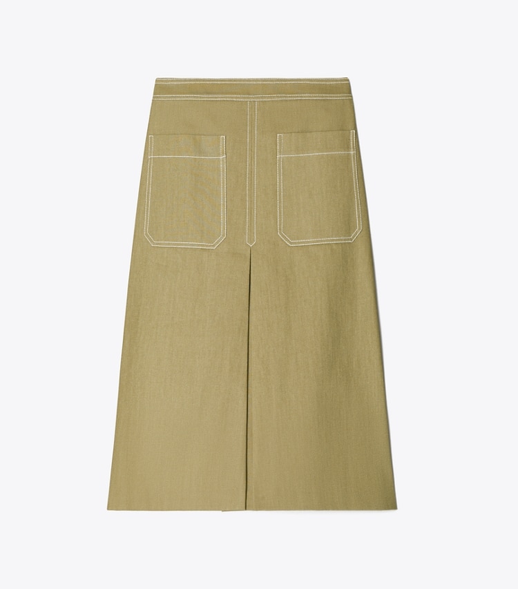 Tory Burch designer pantaloni Gonna in twill di cotone in Stone Moss front