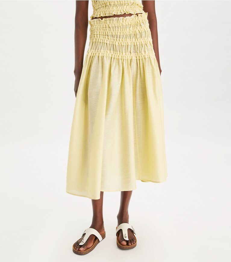 Tory Burch designer copricostume Gonna in viscosa con lavorazione a punto smock in Lumen front