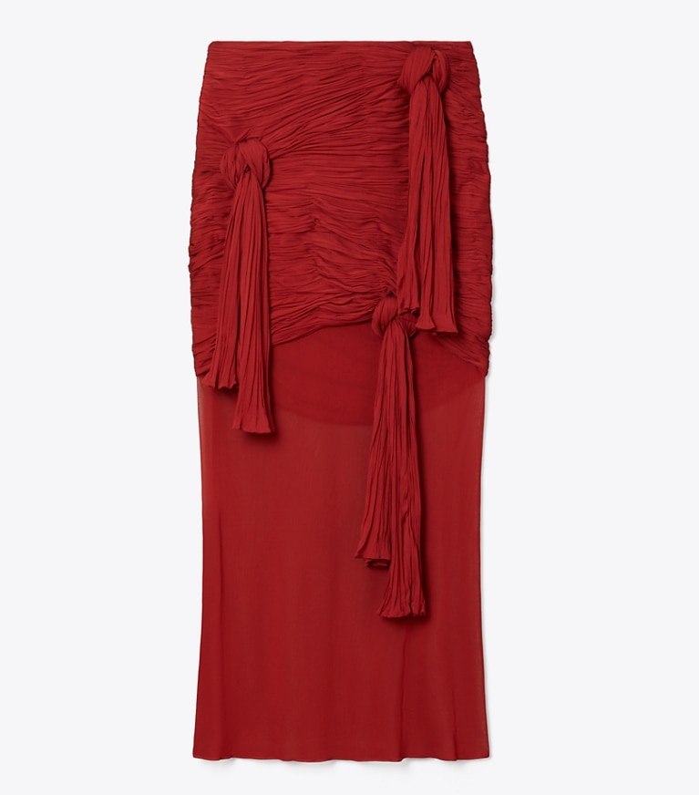 Tory Burch designer pantaloni Gonna in viscosa con nodi in Cranberry front