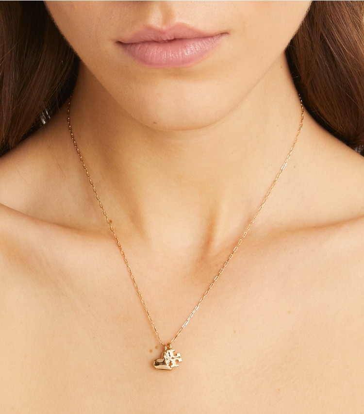 Tory Burch designer necklaces Good Luck Chain Pendant in Tory Gold accessory on model