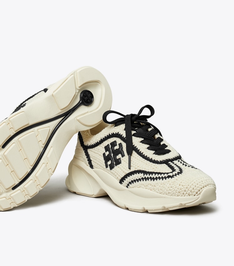 Tory Burch designer sneakers Good Luck Crochet Trainer in NEW IVORY / PERFECT BLACK additional
