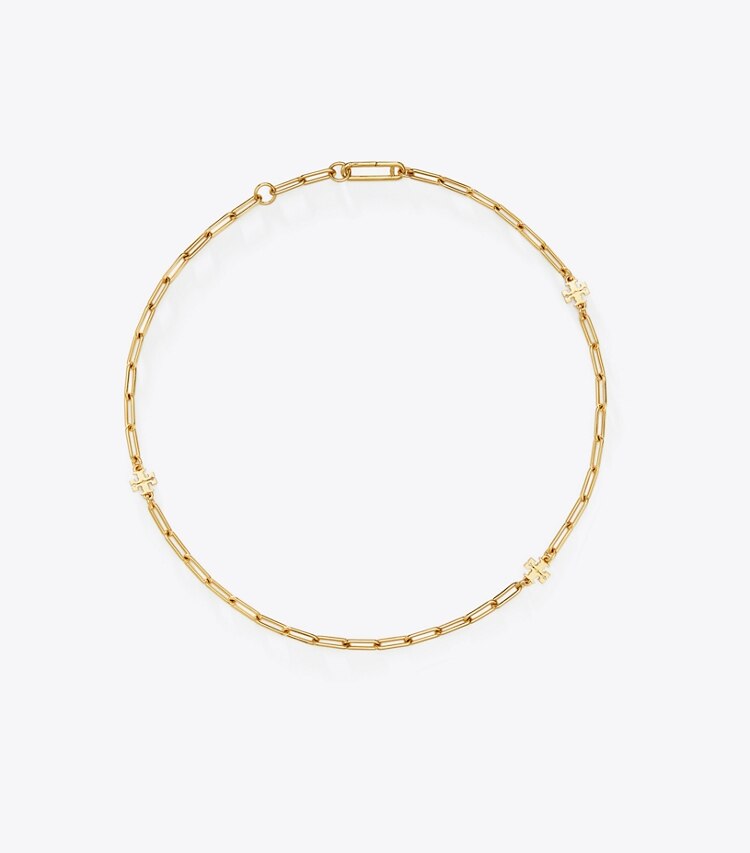 Tory Burch designer halsketten Good Luck Halskette in Tory Gold front
