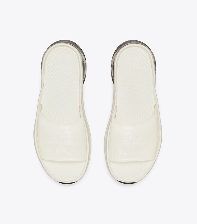 Tory Burch designer フラット グッドラック スライド in Clear / NEW IVORY オーバーヘッド