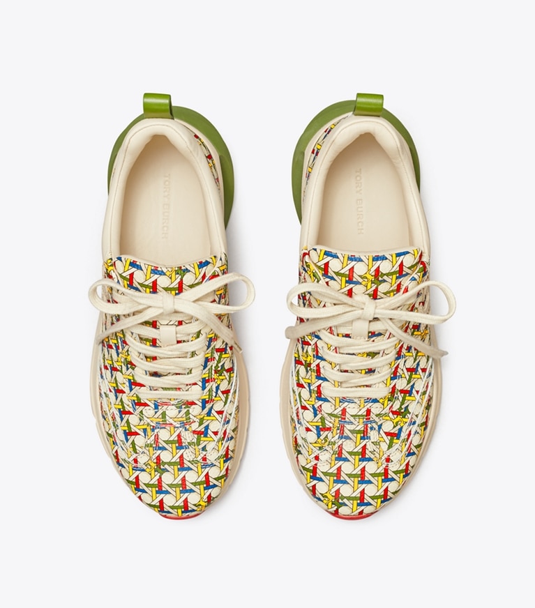 Tory Burch designer sneakers Good Luck Sneaker in French Cream BASKETWEAVE / New Cream angle