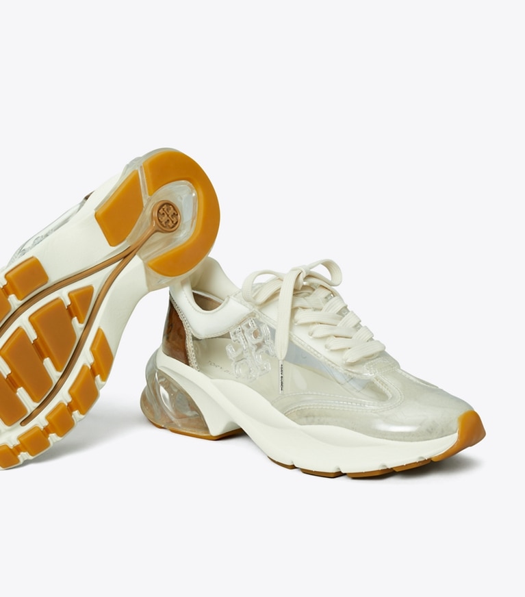 Tory Burch designer sneakers Good Luck Trainer in CLEAR angle