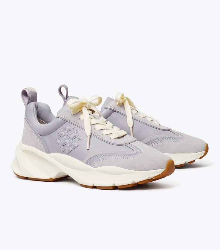 Tory Burch designer sneakers Good Luck Trainer in SPRING LAVENDER angle