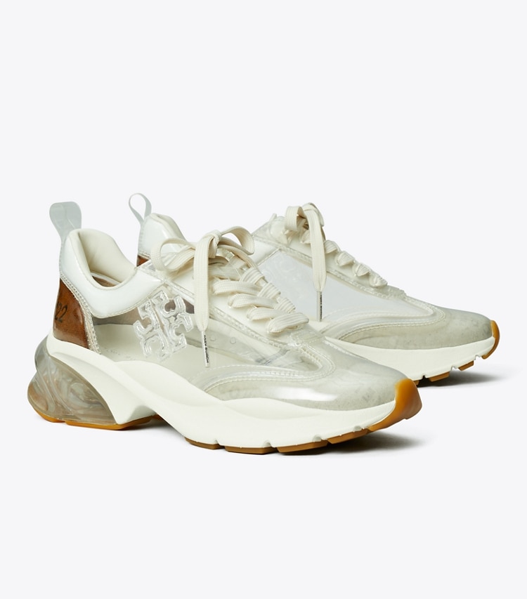 Tory Burch designer sneakers Good Luck Trainer in CLEAR angle