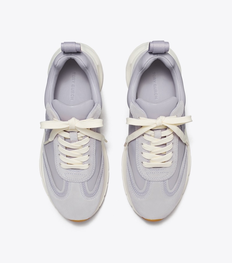 Tory Burch designer sneakers Good Luck Trainer in SPRING LAVENDER overhead