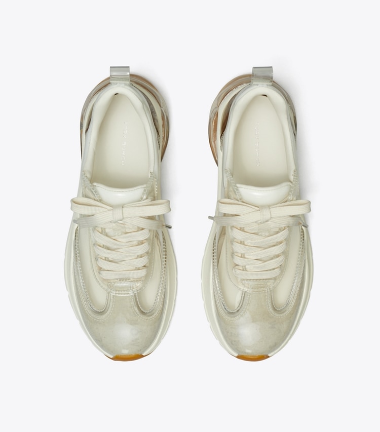 Tory Burch designer sneakers Good Luck Trainer in CLEAR overhead