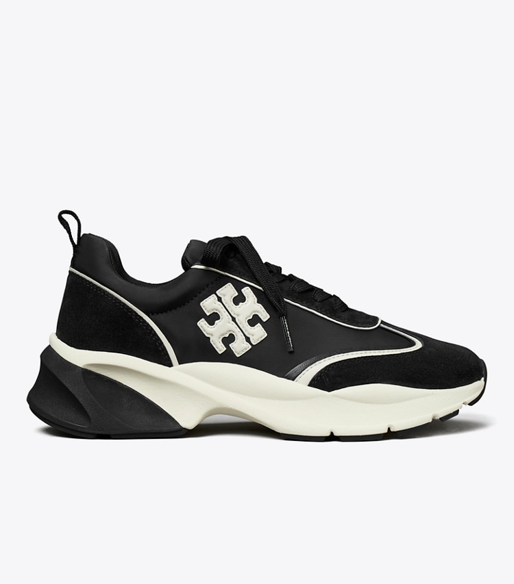 Tory Burch designer sneakers Good Luck Trainer in PERFECT BLACK / NEW IVORY side