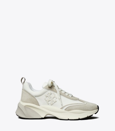 Tory Burch designer sneakers Good Luck Trainer in BIANCO / FOSSIL STONE side