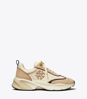 Tory Burch designer sneakers Good Luck Trainer in FRENCH PEARL / LINO side