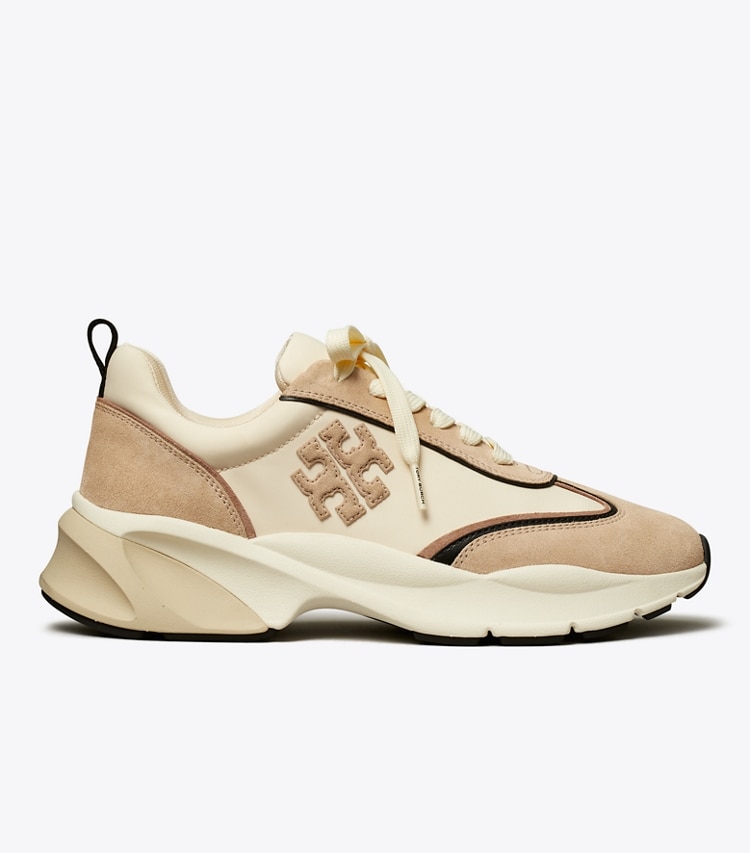 Tory Burch designer sneakers Good Luck Trainer in FRENCH PEARL / LINO side