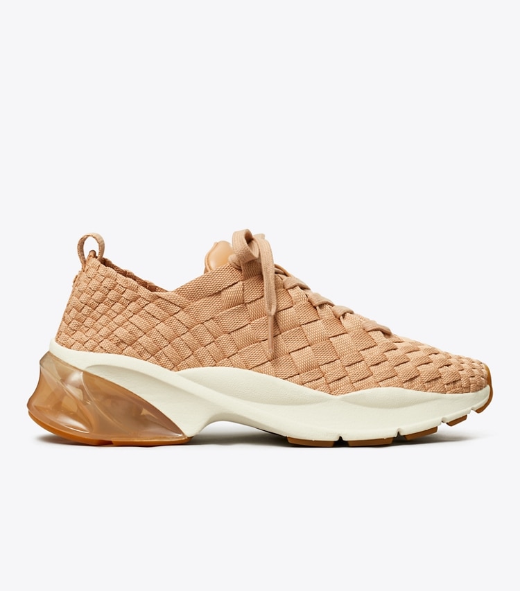 Tory Burch designer sneakers Good Luck Woven Trainer in VINTAGE BLUSH side