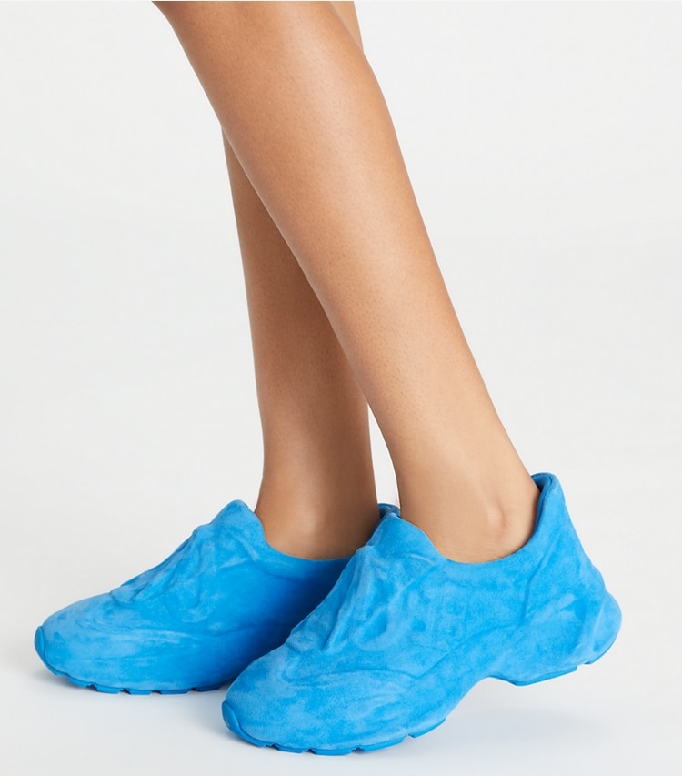 Tory Burch designer sneakers Good Luck X-Ray Trainer in CAVE BLUE accessory on model