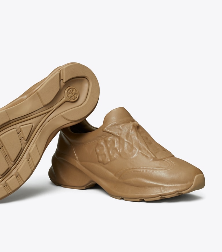 Tory Burch designer sneakers Good Luck X-Ray Trainer in LIGHT CHAI angle