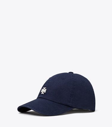 Tory Burch diseñador sombreros Gorra con logo en Tory Navy ángulo