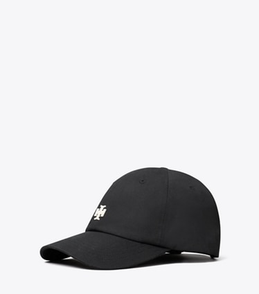 Tory Burch diseñador sombreros Gorra con logotipo en Black ángulo