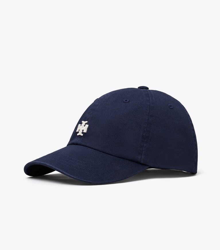 Tory Burch diseñador sombreros Gorra con logotipo en Tory Navy ángulo