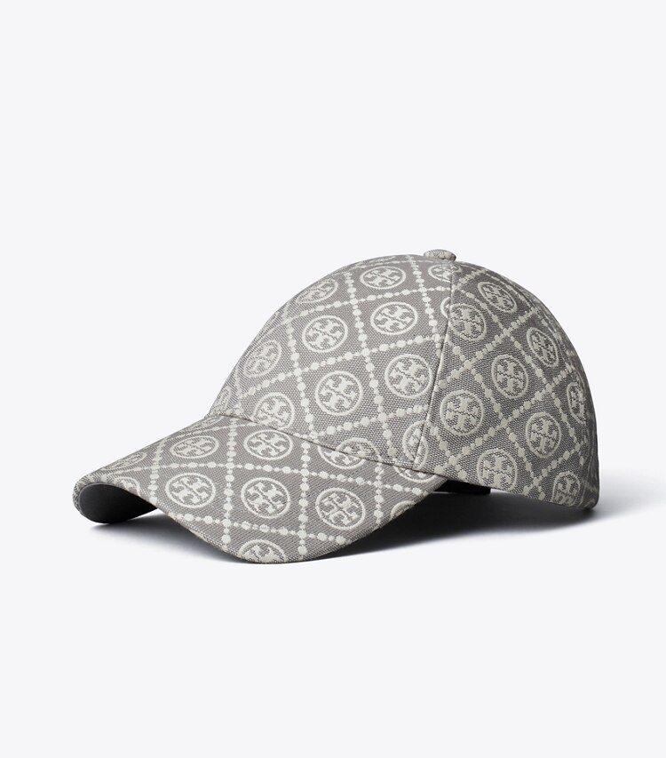 Tory Burch diseñador sombreros Gorra de béisbol con monograma T en Dorian Gray ángulo
