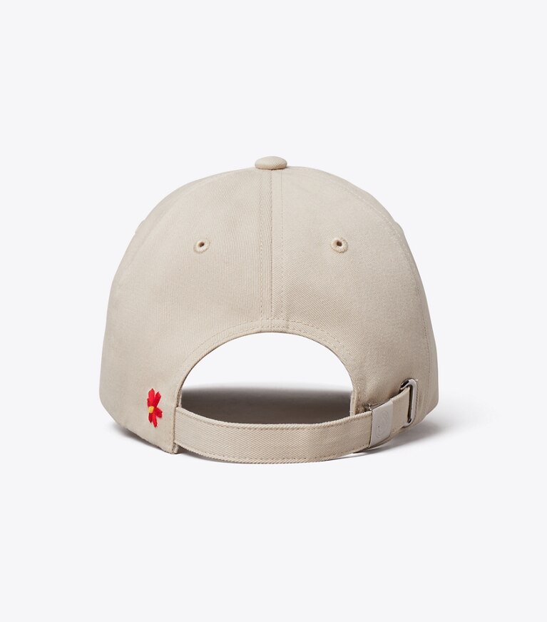 Tory Burch diseñador sombreros Gorra de béisbol con parche con logotipo en Tan volver