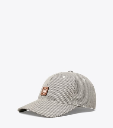 Tory Burch diseñador sombreros Gorra de béisbol de lona en dos tonos en Navy ángulo