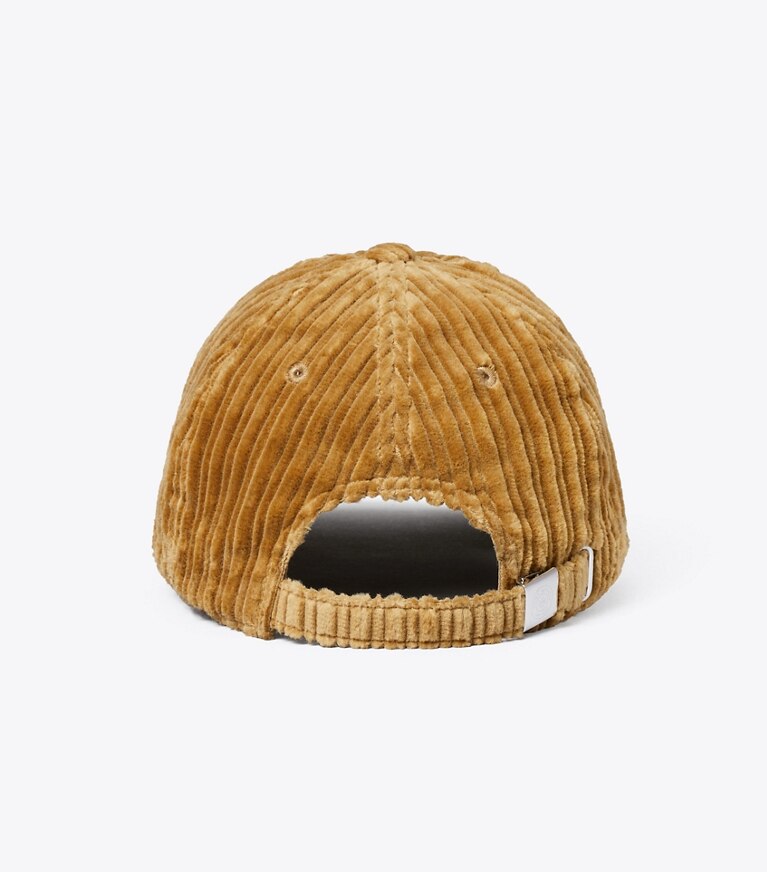 Tory Burch diseñador sombreros Gorra de béisbol de pana en Cornmeal volver