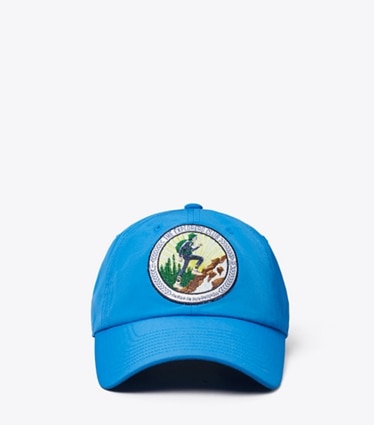 Tory Burch diseñador sombreros Gorra de béisbol de The Explorers Club en Bay Blue frente