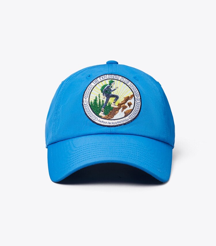 Tory Burch diseñador sombreros Gorra de béisbol de The Explorers Club en Bay Blue frente
