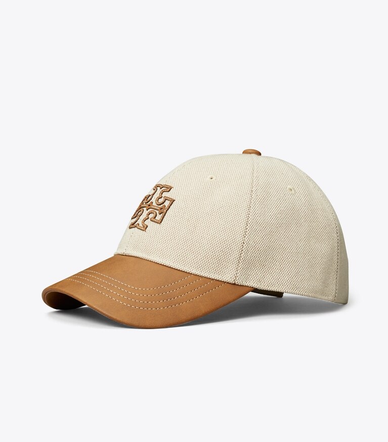Tory Sport diseñador sombreros Gorra de lona bicolor en Natural Brown ángulo