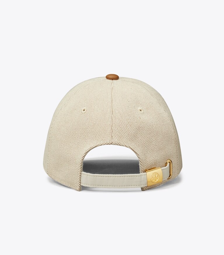 Tory Sport diseñador sombreros Gorra de lona bicolor en Natural Brown parte trasera