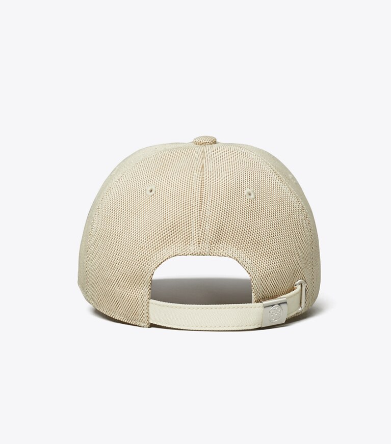 Tory Burch diseñador sombreros Gorra de lona con logotipo en NATURAL BROWN volver