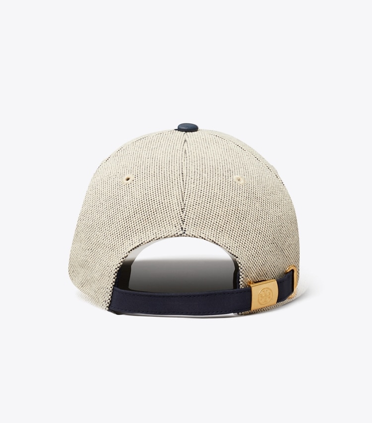 Tory Sport diseñador sombreros Gorra de lona en dos tonos en Natural/ Tory Navy volver
