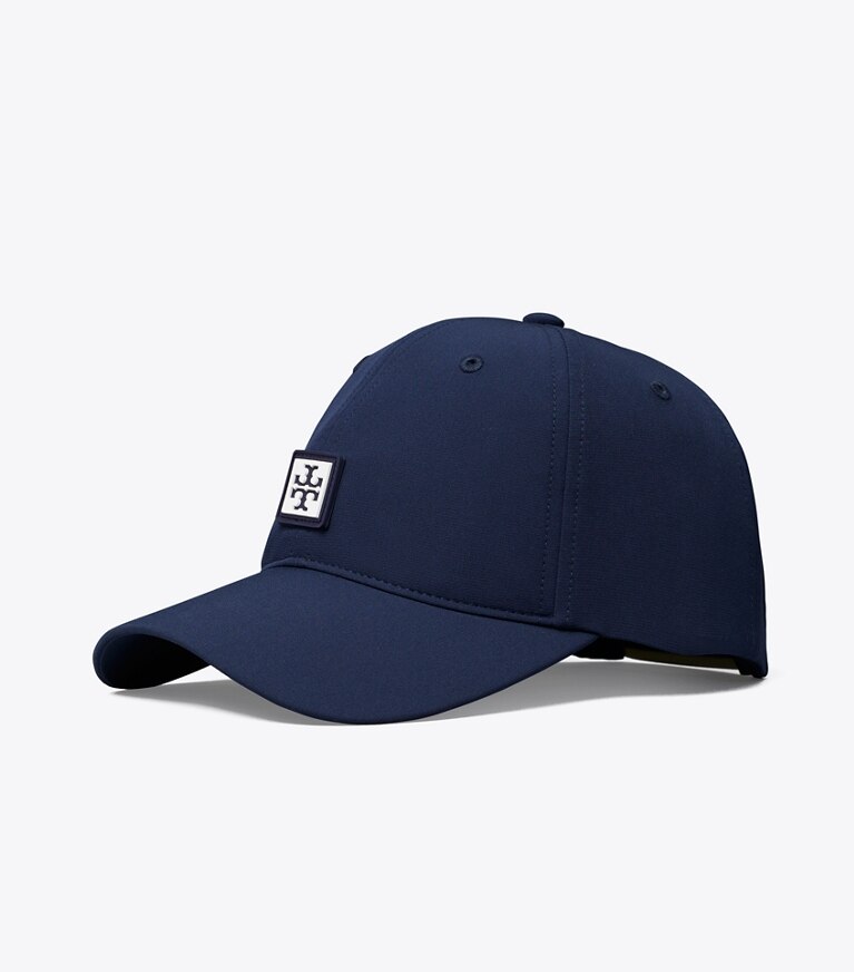 Tory Burch diseñador sombreros Gorra elástica con logo en Tory Navy ángulo