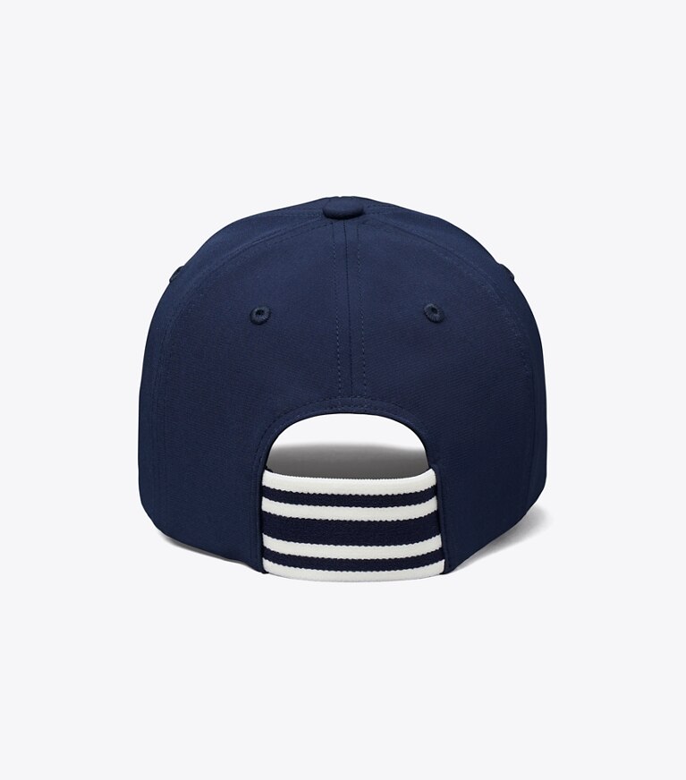 Tory Burch diseñador sombreros Gorra elástica con logo en Tory Navy volver