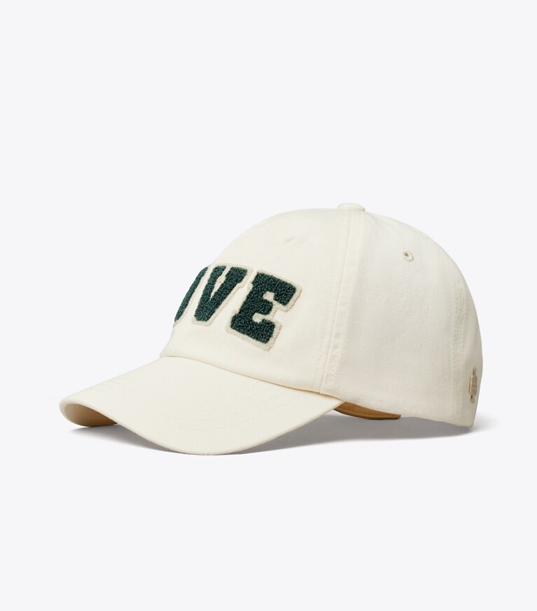 Tory Sport diseñador sombreros Gorra Love en Ivory Pearl ángulo