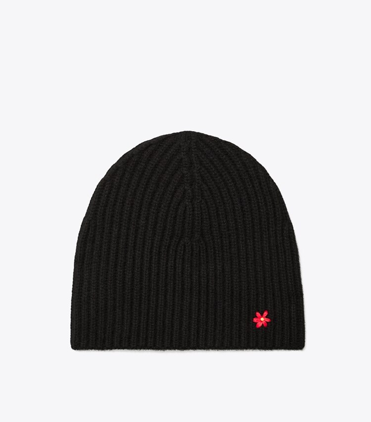Tory Burch diseñador sombreros Gorro de cachemira en Black frente