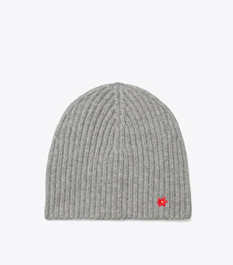 Tory Burch diseñador sombreros Gorro de cachemira en Gray frente