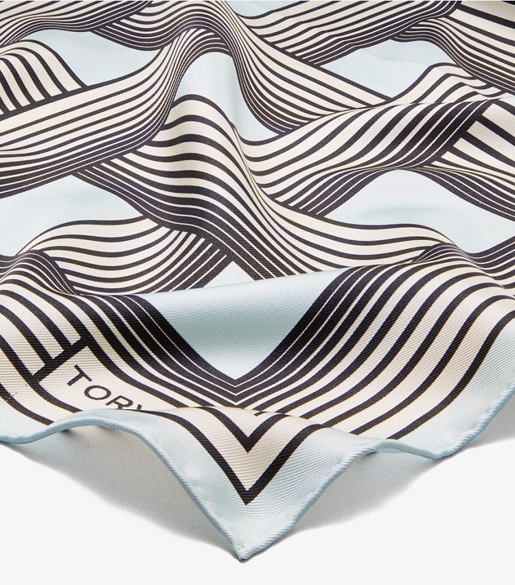 Tory Burch designer scarves Gradual Stripe Neckerchief in Gradual Stripe Blue detail