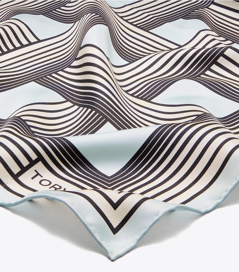Tory Burch designer scarves Gradual Stripe Neckerchief in Gradual Stripe Blue detail