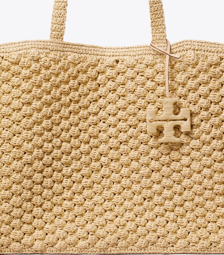 Tory Burch designer cabas Grand cabas Ella crocheté popcorn à la main in Natural informations